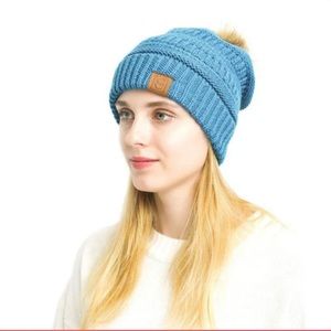 CC Chic Beanie Pom Pom Hat Sky Blue